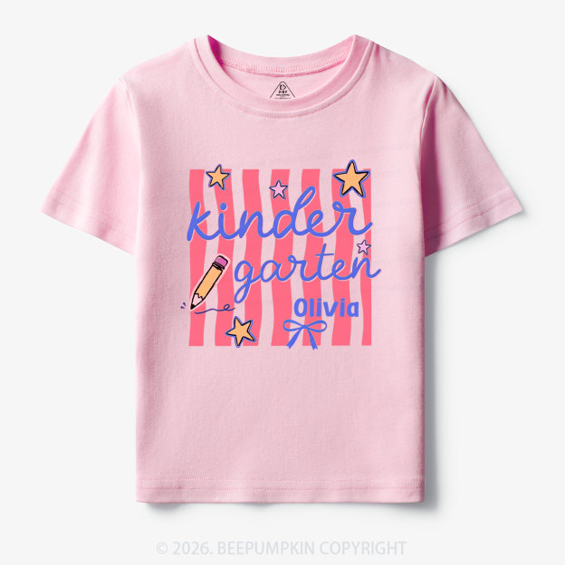 Personalized Retro Stripe Kindergarten Toddler&Kid's Tees