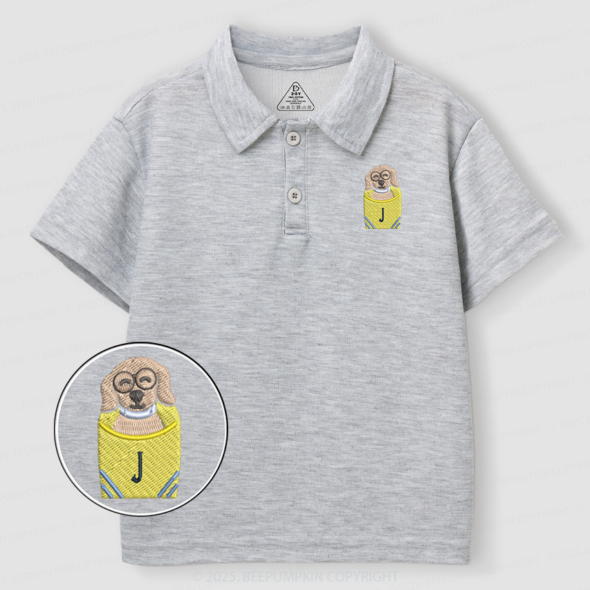 Embroidery Personalized Back To School Puppy Toddler&Kid's Polo Shirt Beepumpkin