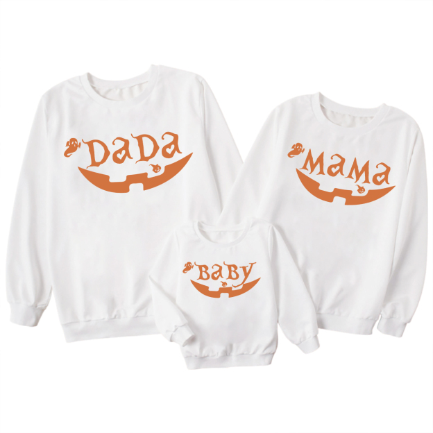 Personalized Pumpkin Face Halloween Family Matching Sweatshirts