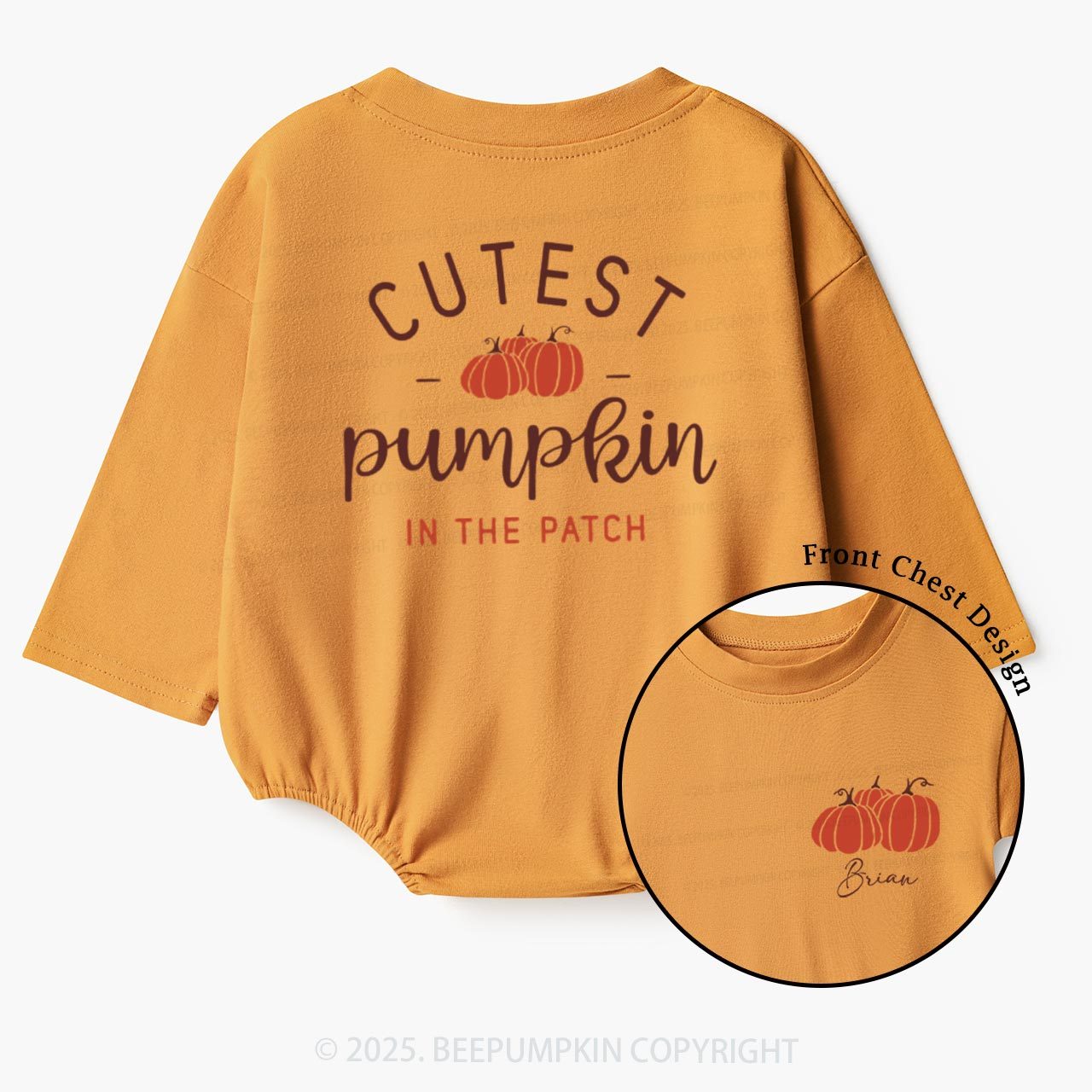 Personalized Fall Pumpkin Bruh Baby Bubble Romper Beepumpkin