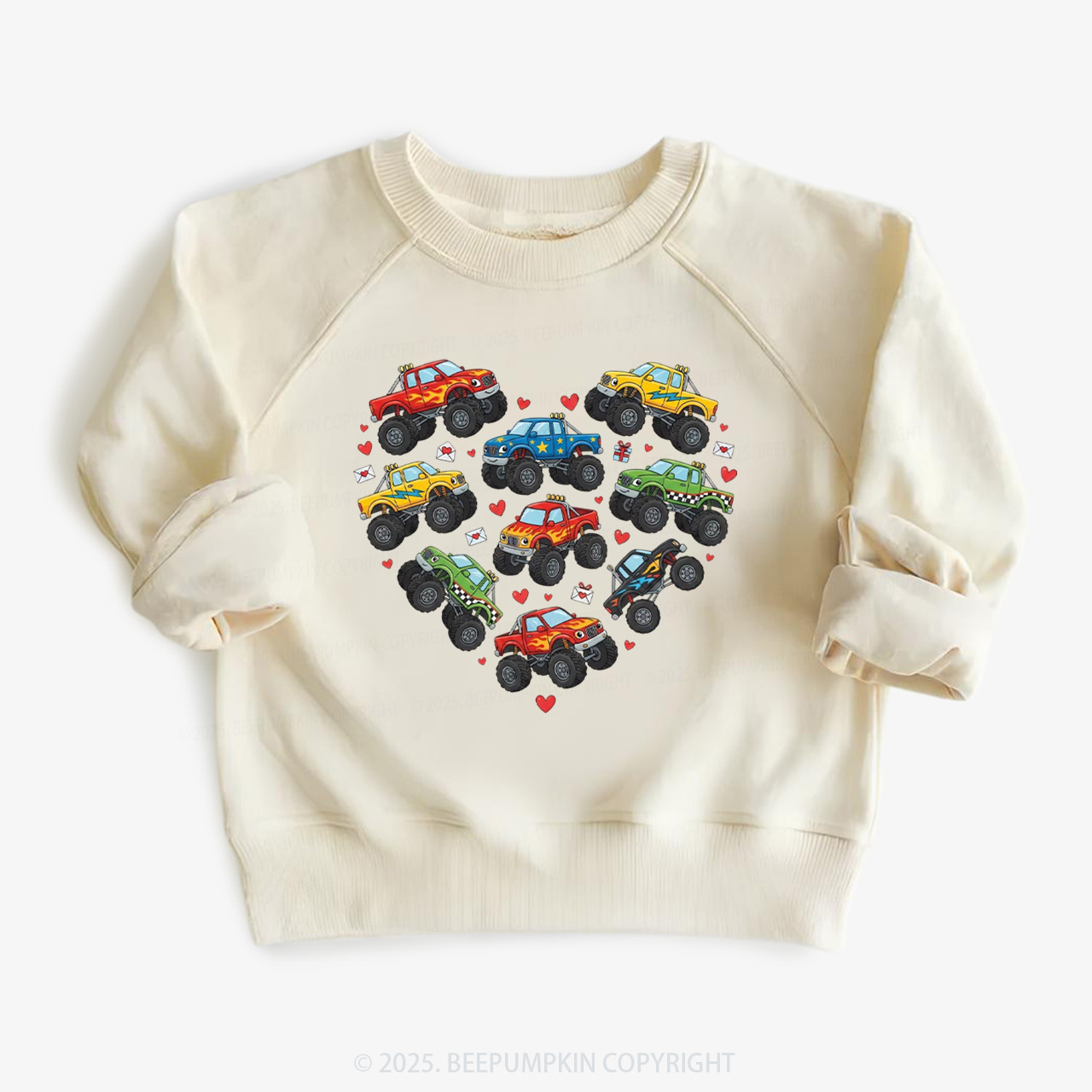Heart On Wheels Valentine's Day Kid's Sweatshirt