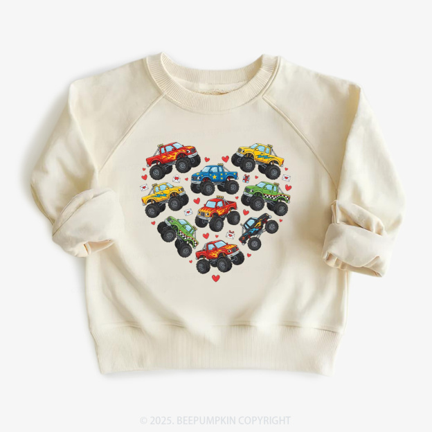 Heart On Wheels Valentine's Day Kid's Sweatshirt