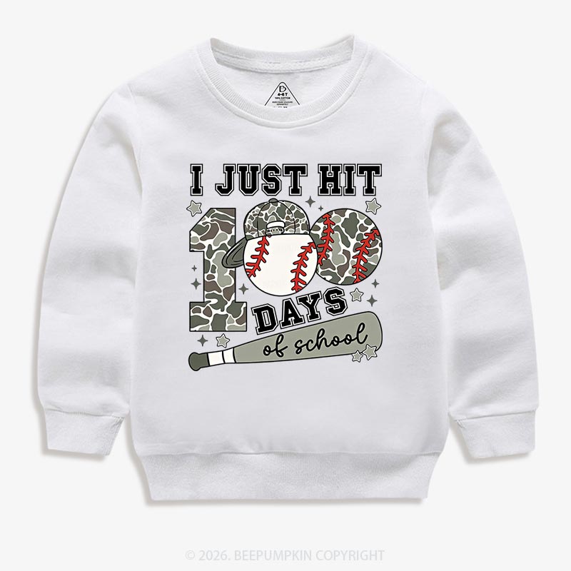 I Just Hit 100 Days Baseball School Toddler&Kid's Sweatshirt