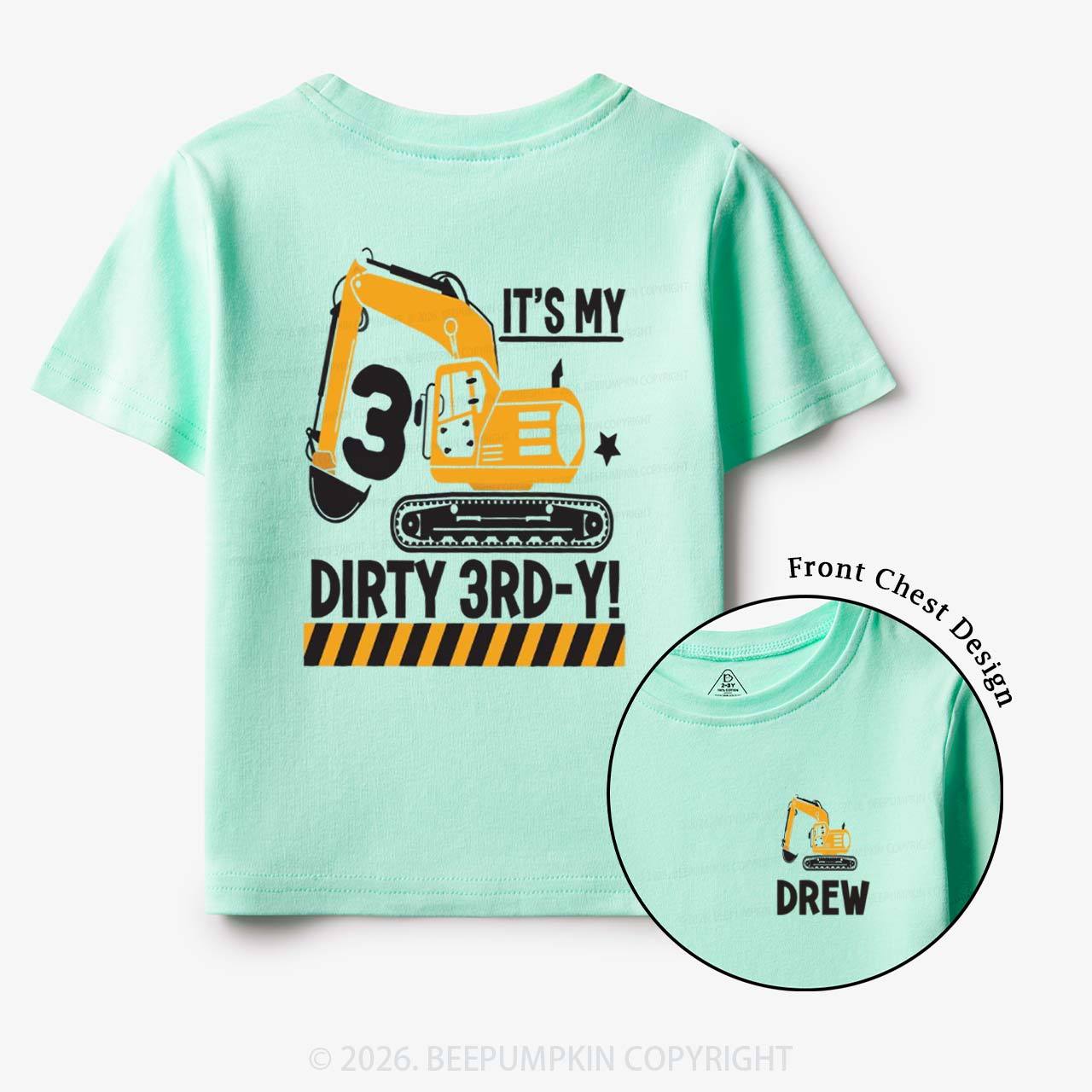Personalized Dirty Excavator Truck Birthday Toddler&Kid's Tees