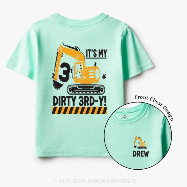 Personalized Dirty Excavator Truck Birthday Toddler&Kid's Tees