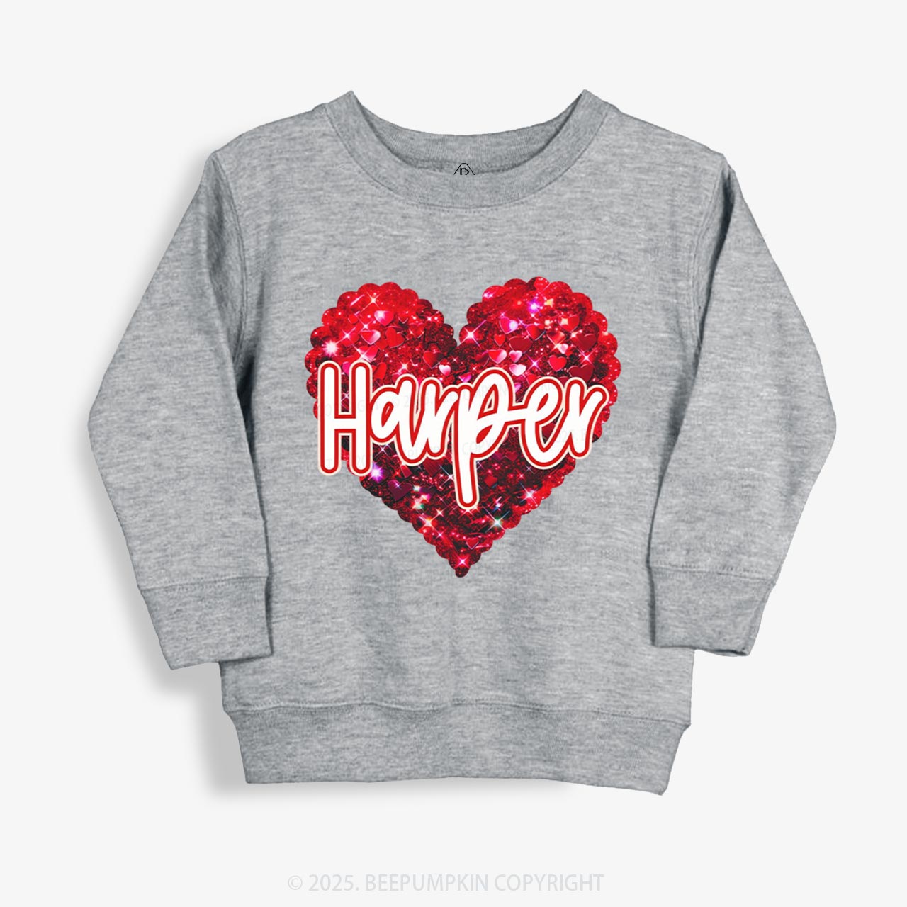 Personalized Sparkling Heart Name Kid's Sweatshirt
