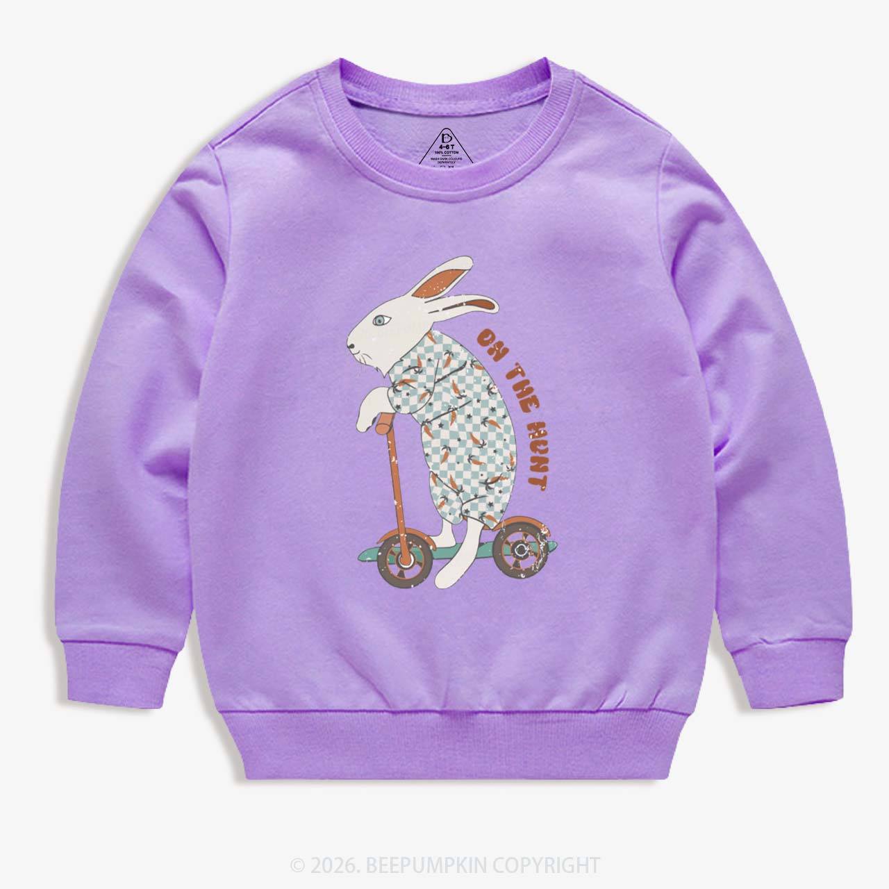 Bunny Scooter On The Hunt For Easter Eggs Kid's Sweatshirt