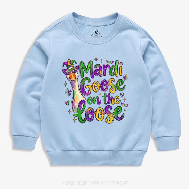 Mardi Gras Goose Kid's Sweatshirt