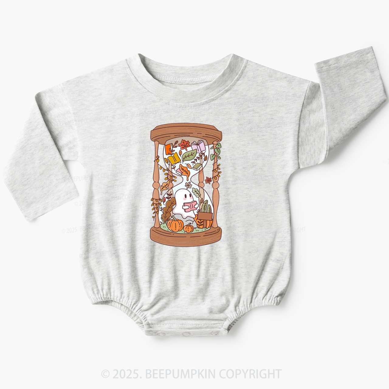 Autumn Fall Cosy Bookish Ghoul Baby Bubble Romper Beepumpkin