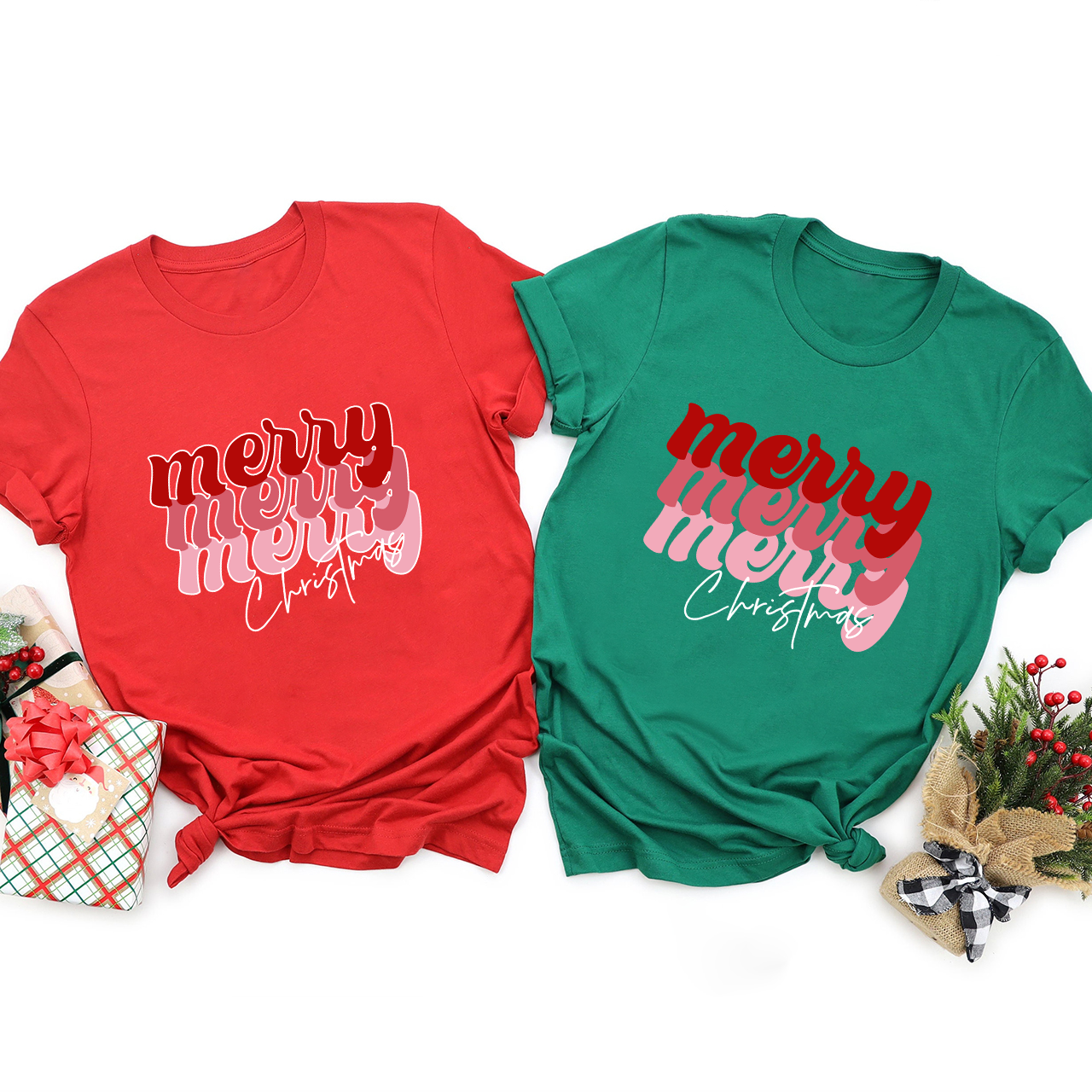 Merry Merry Merry Christmas Family Matching Shirt