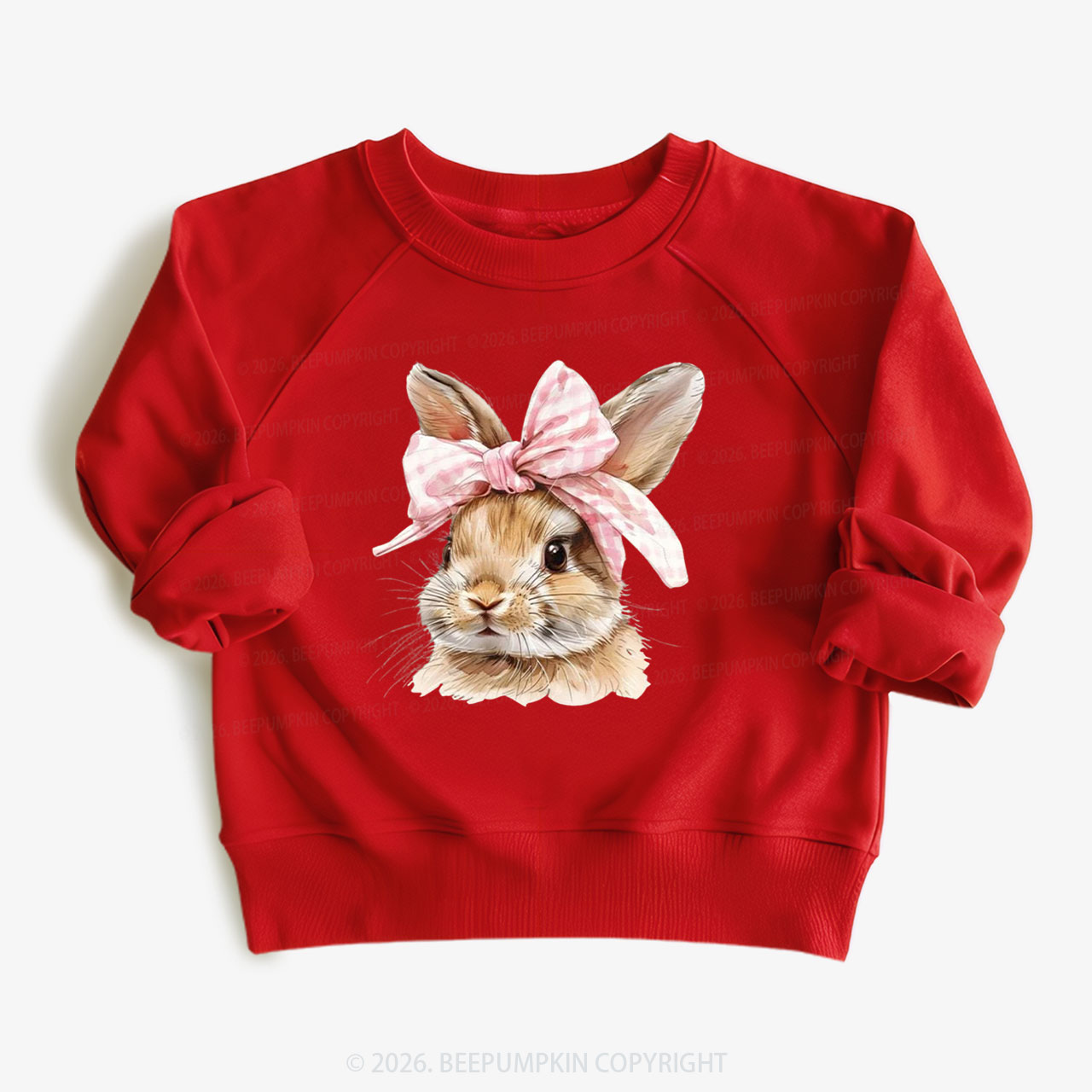 Cute Bunny with Bow Easter Kid's Sweatshirt