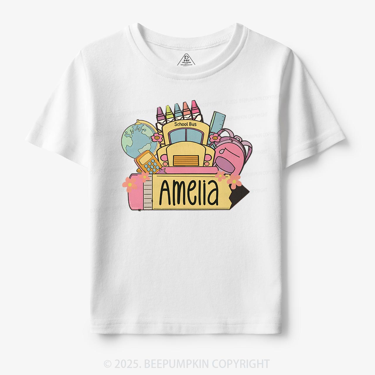 Personalized Back To School Girls Name Toddler&Kid's Tees Beepumpkin 