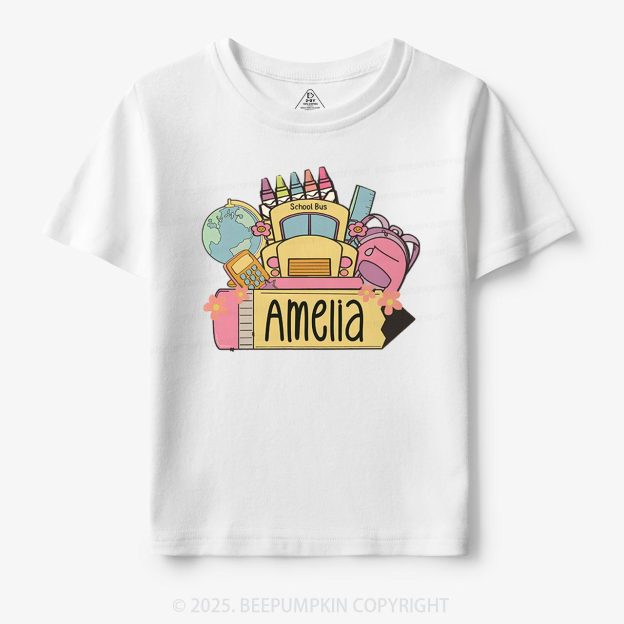 Personalized Back To School Girls Name Toddler&Kid's Tees Beepumpkin 