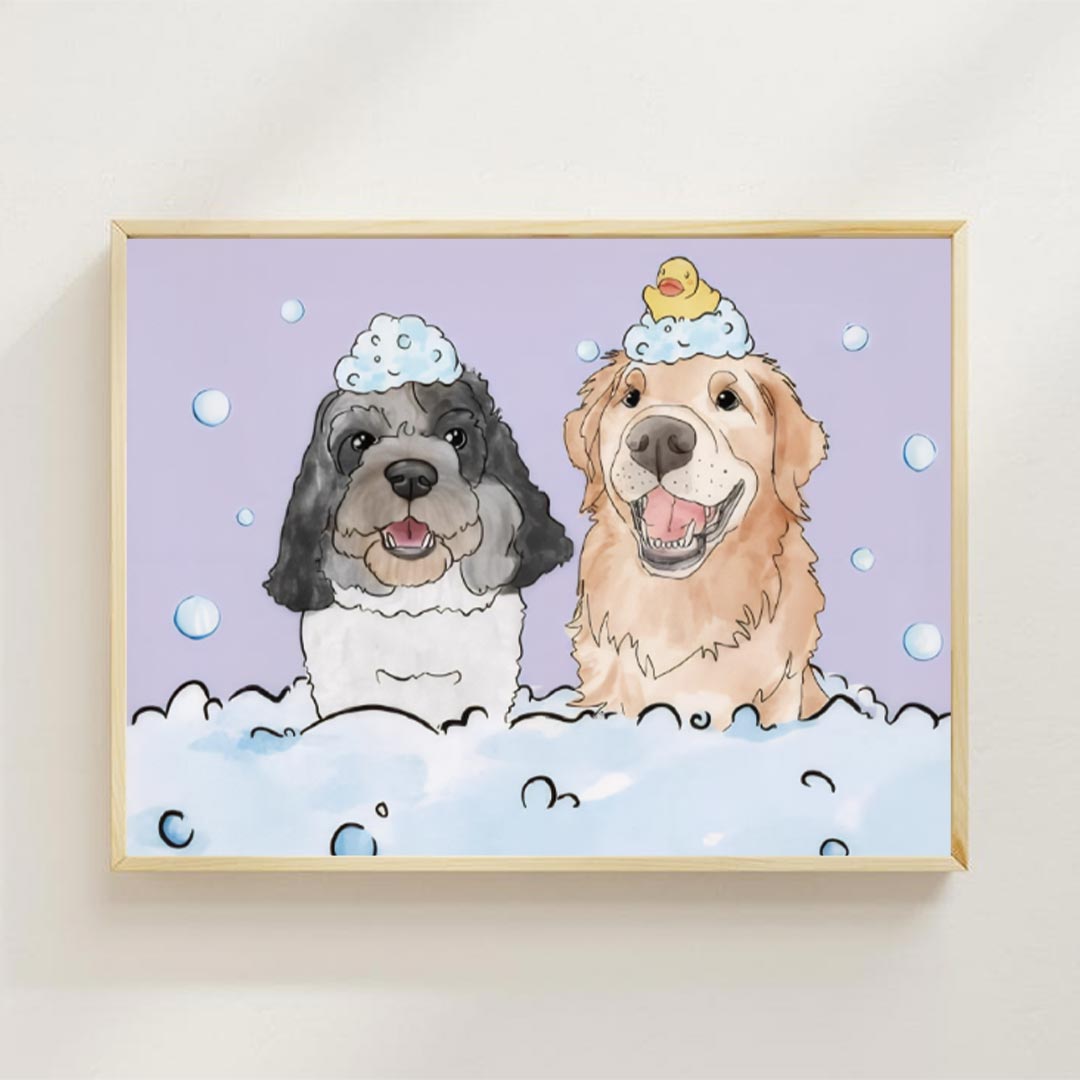Personalized Funny Pet Portrait Bathroom Digital Nursery Wall Art