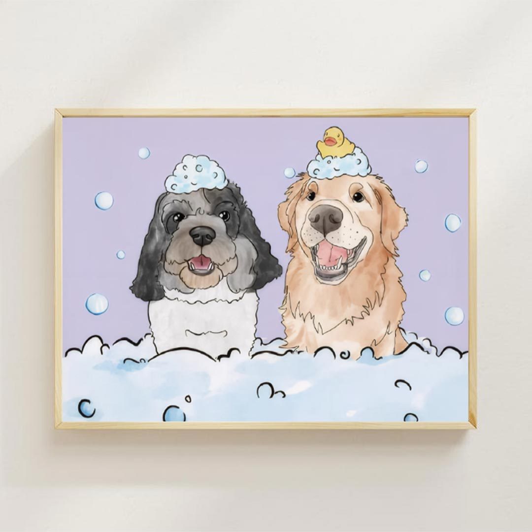 Personalized Funny Pet Portrait Bathroom Digital Nursery Wall Art