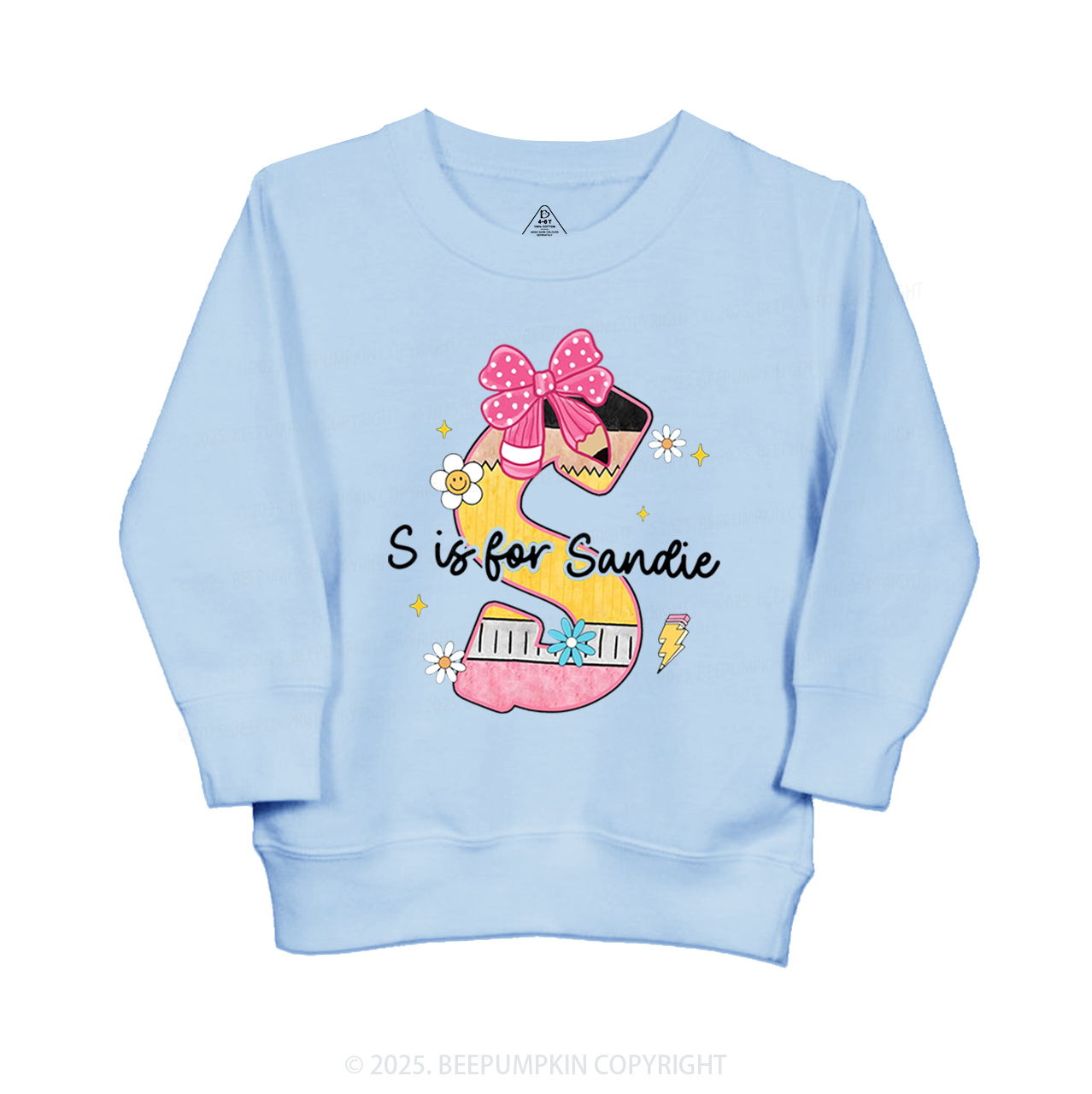 Personalized Pencil Bow Name Kid's Sweatshirt