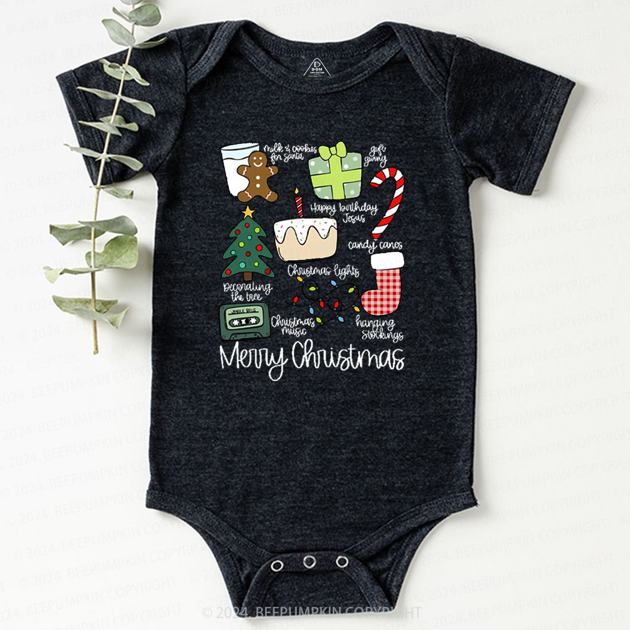 Merry Christmas Retro Holiday Baby Bodysuit