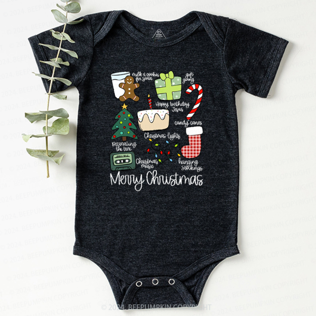 Merry Christmas Retro Holiday Baby Bodysuit