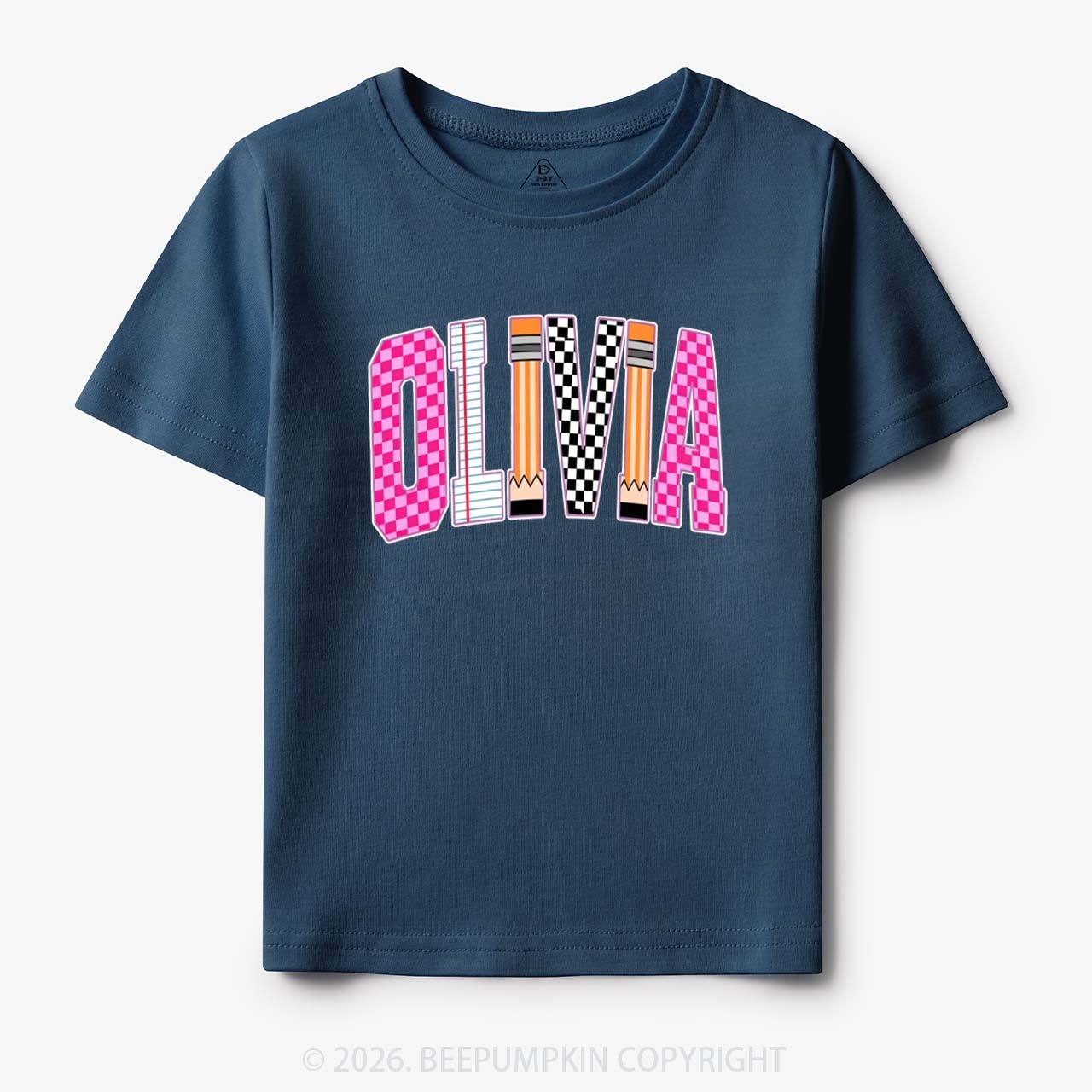 Personalized Name Retro School Preppy Toddler&Kid's Tees