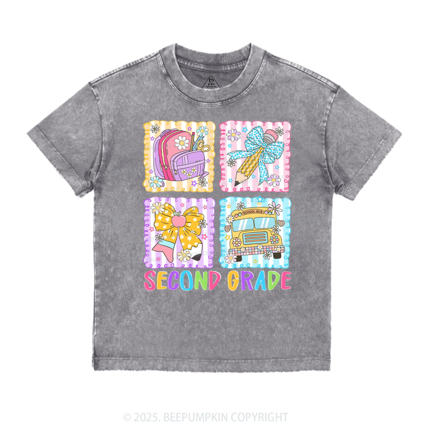 Learning Squares Toddler&Kids Washed Tees