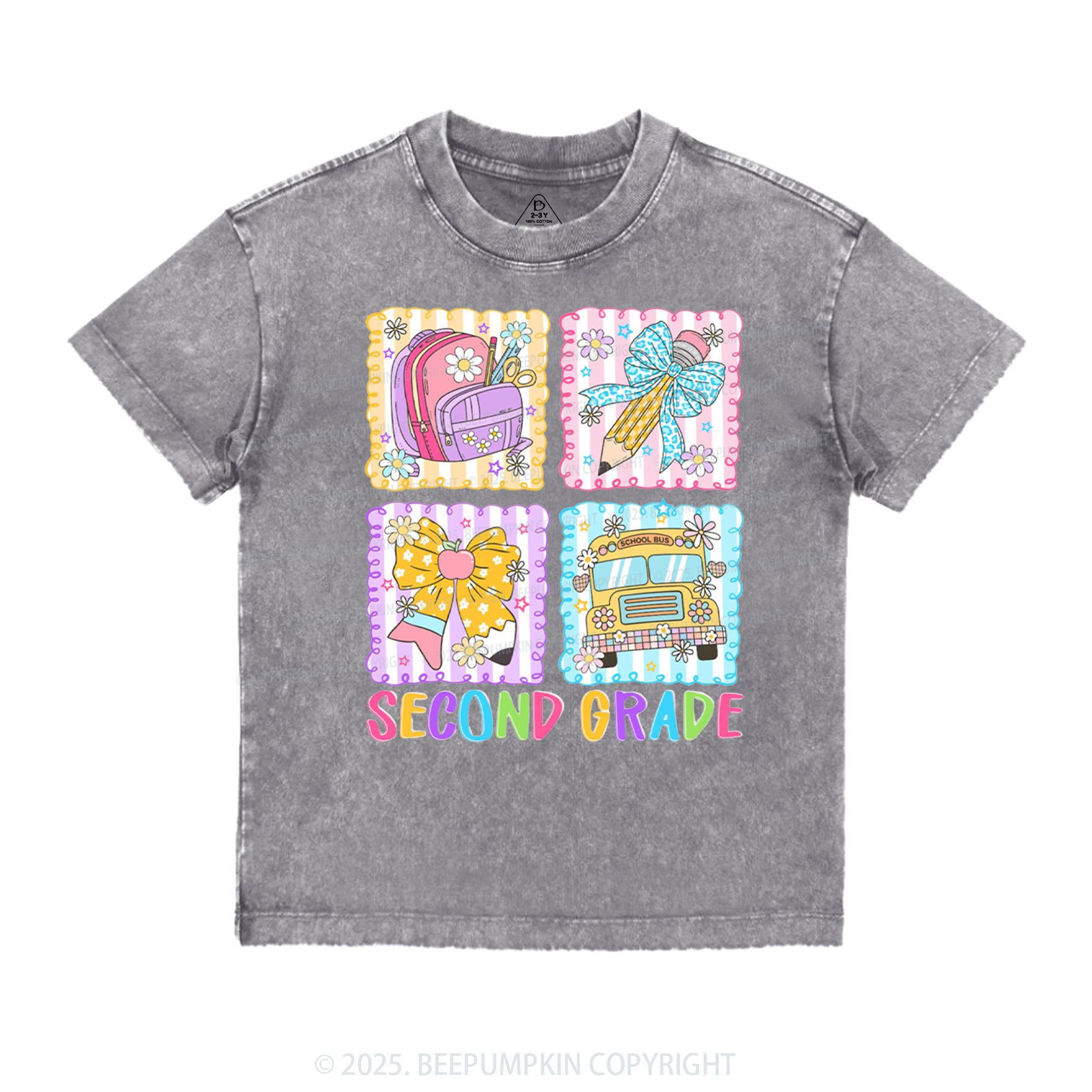 Learning Squares Toddler&Kids Washed Tees