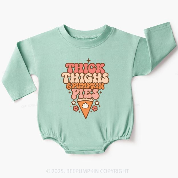 Thick Thighs Pumpkin Pies Baby Bubble Romper Beepumpkin