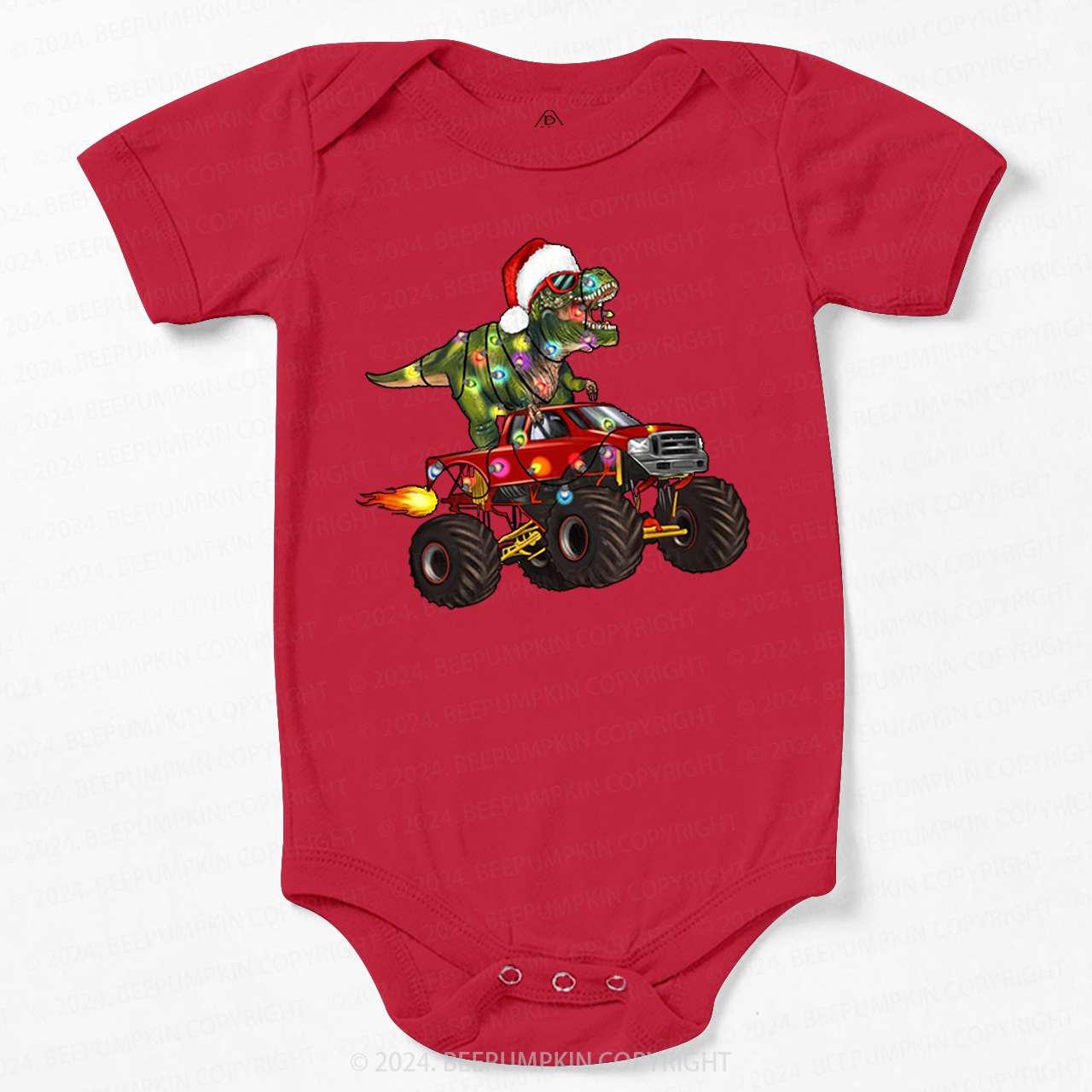 Fire Truck Dinosaur Christmas Baby Bodysuit