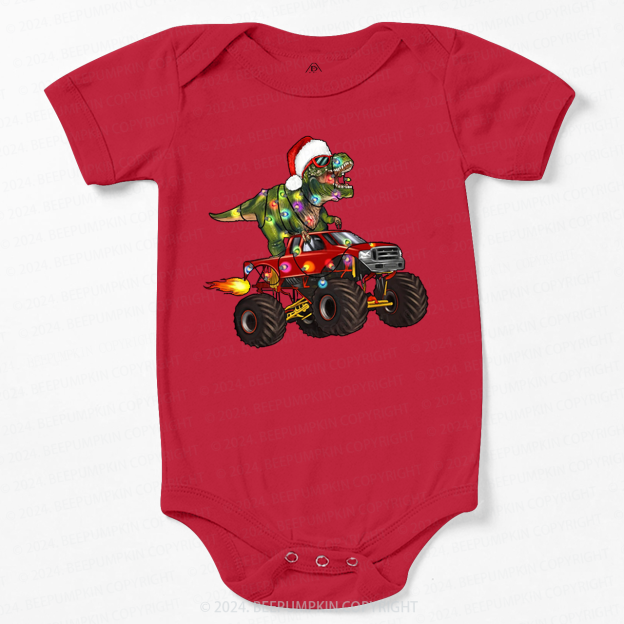 Fire Truck Dinosaur Christmas Baby Bodysuit