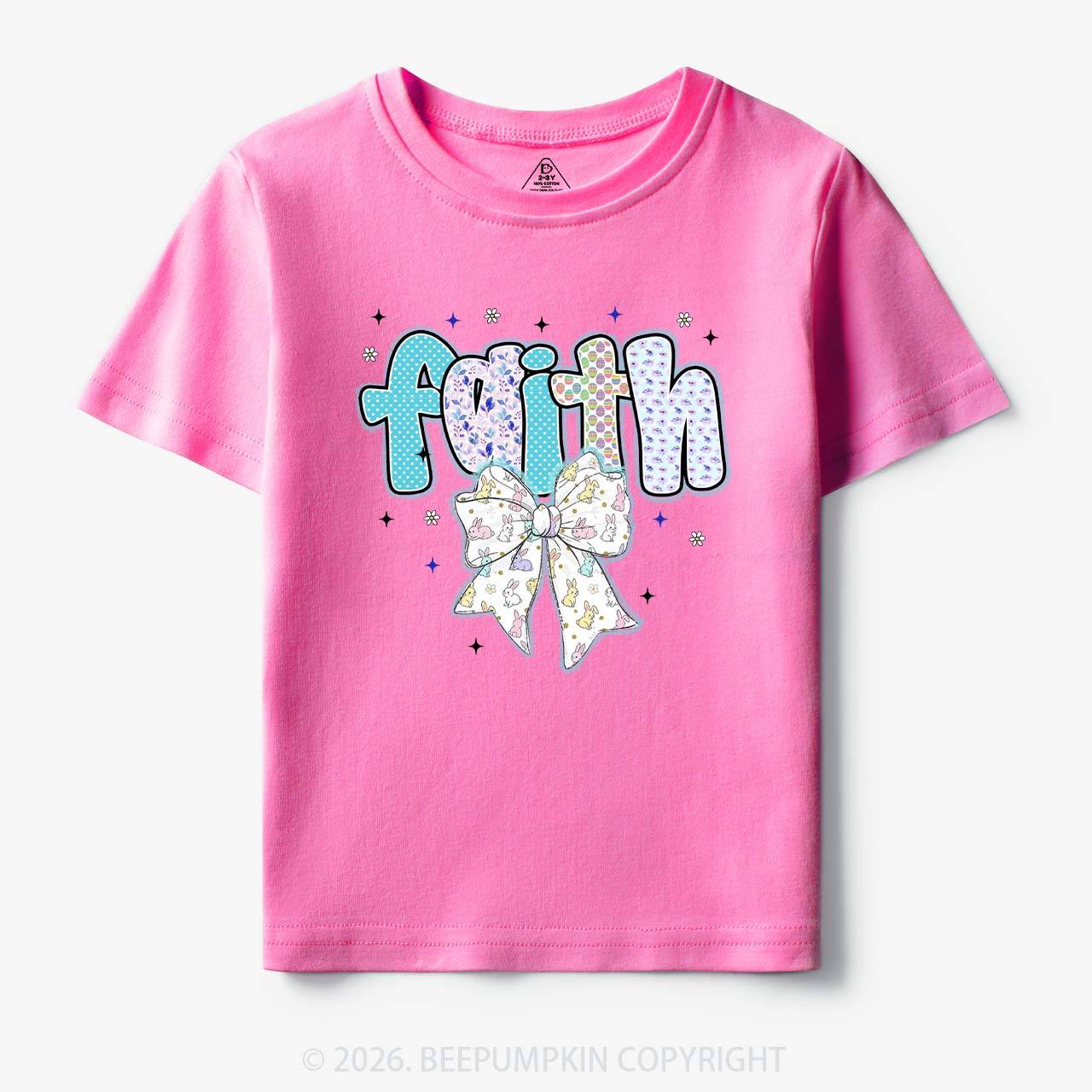 Blooming Faith Bunny Bow Toddler&Kid's Tees