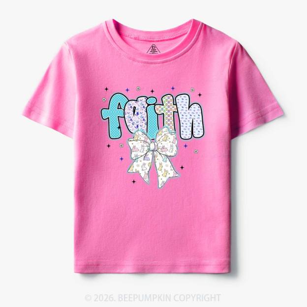 Blooming Faith Bunny Bow Toddler&Kid's Tees