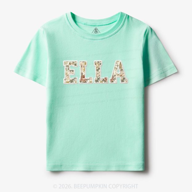 Personalized Applique Wildflower Print Toddler&Kid's Tees