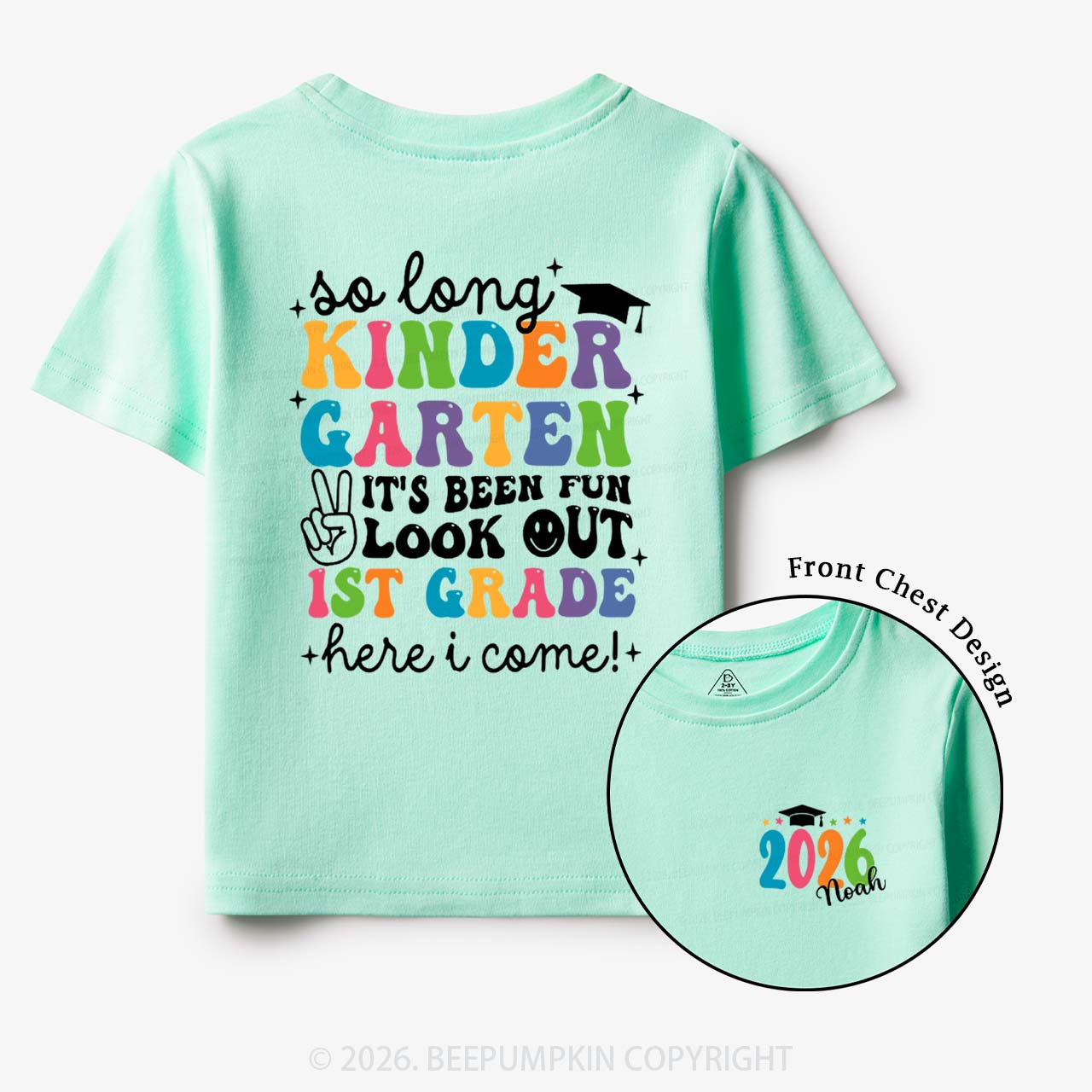 Personalized Name So Long Kindergarten Hello 1st Grade Toddler&Kid's Tees