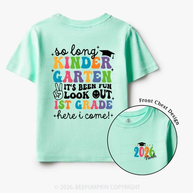Personalized Name So Long Kindergarten Hello 1st Grade Toddler&Kid's Tees
