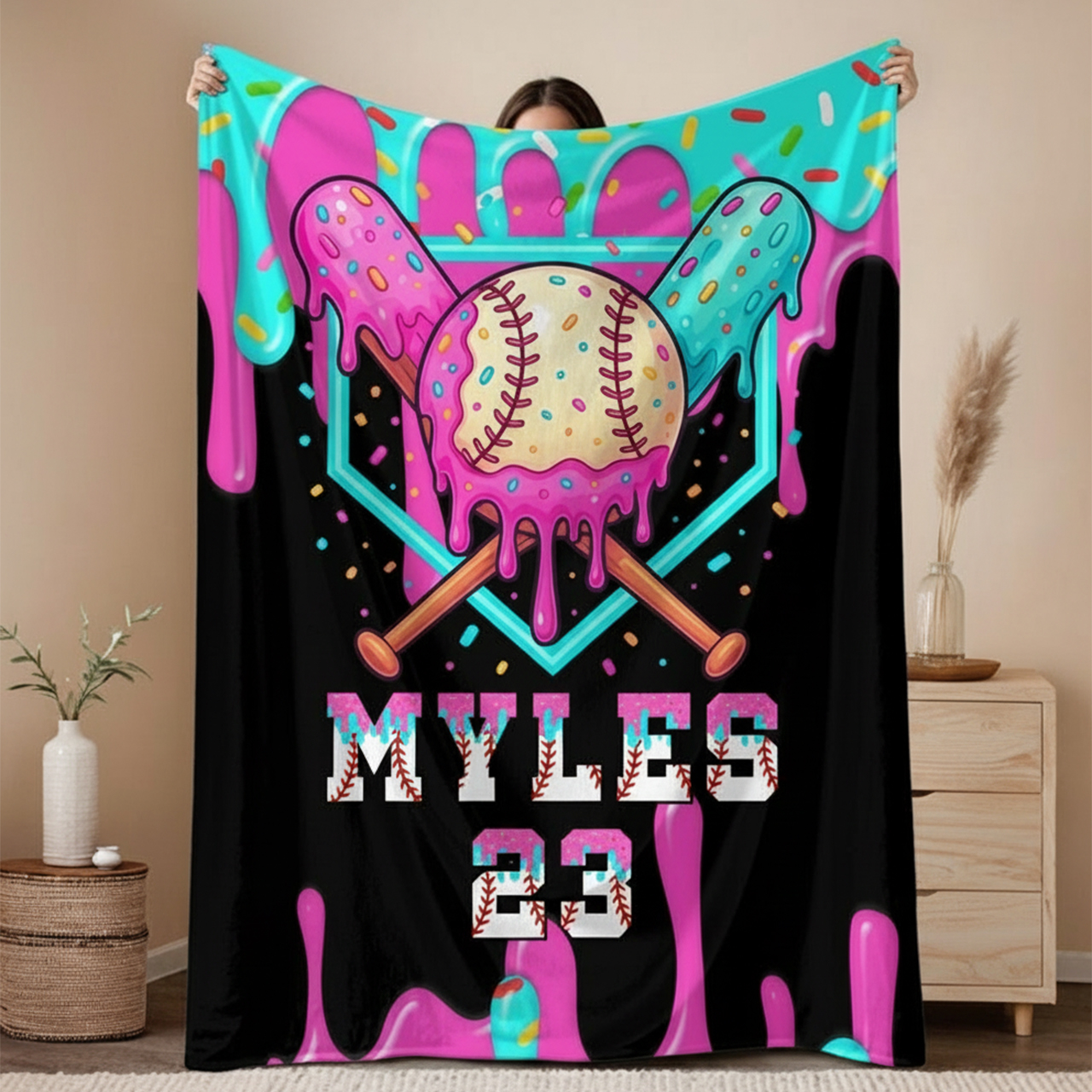 Personalized Baseball Drip Blanket