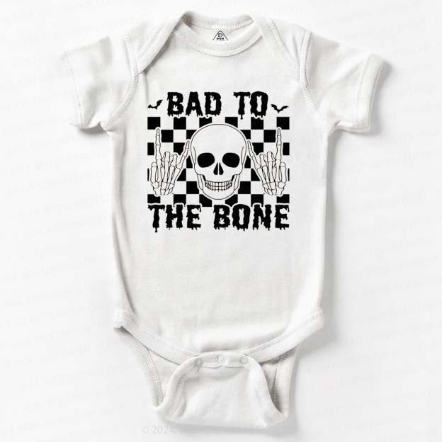 Skull Halloween Shirt-Bad To The Bone Baby Bodysuits 