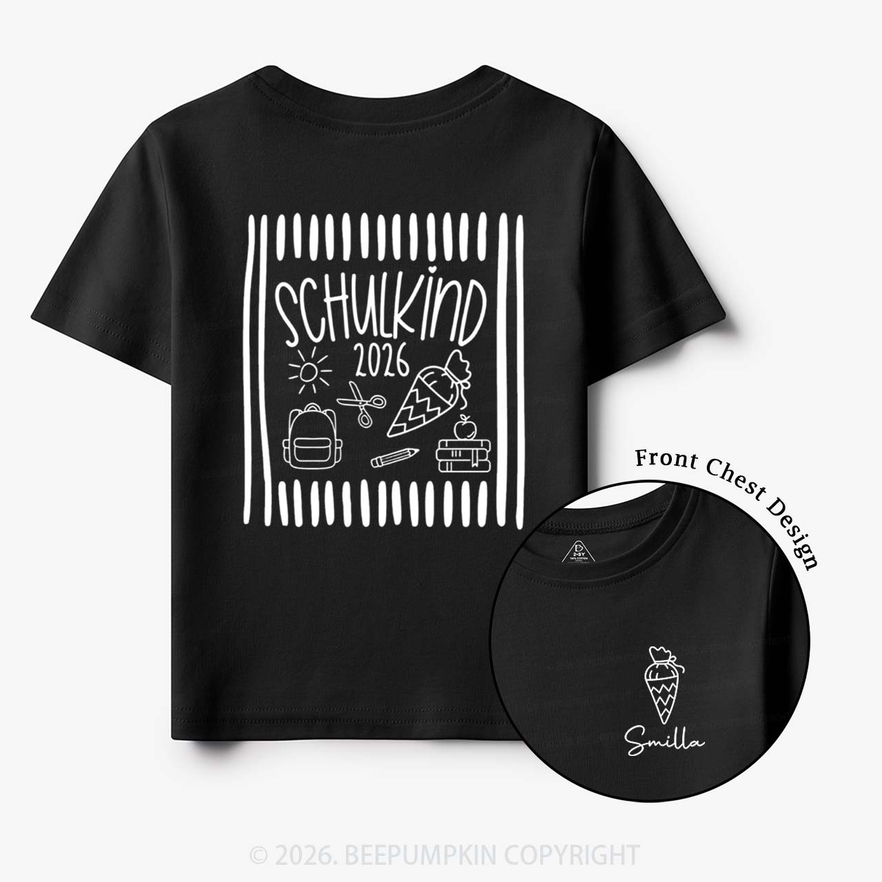 Personalized Name & Year Schoolchild Toddler&Kid's Tees