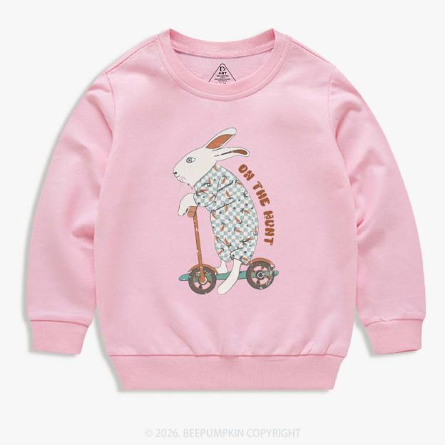 Bunny Scooter On The Hunt For Easter Eggs Kid's Sweatshirt