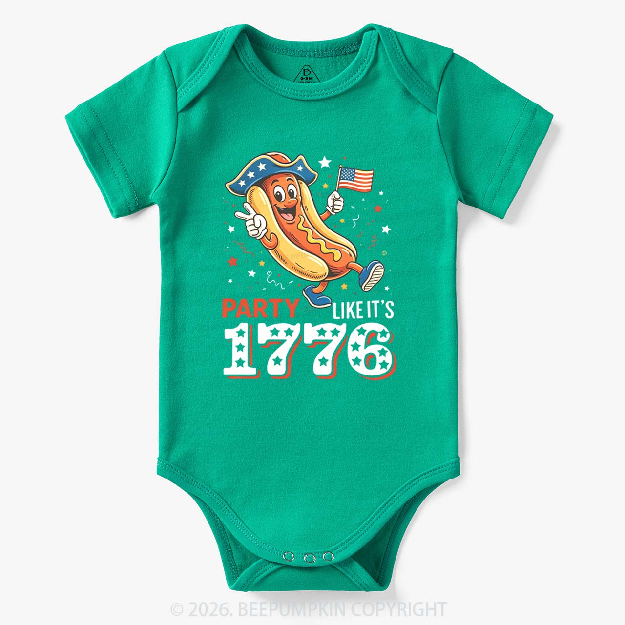 Party Like It's 1776 4th Of July Hot Dog Bodysuit