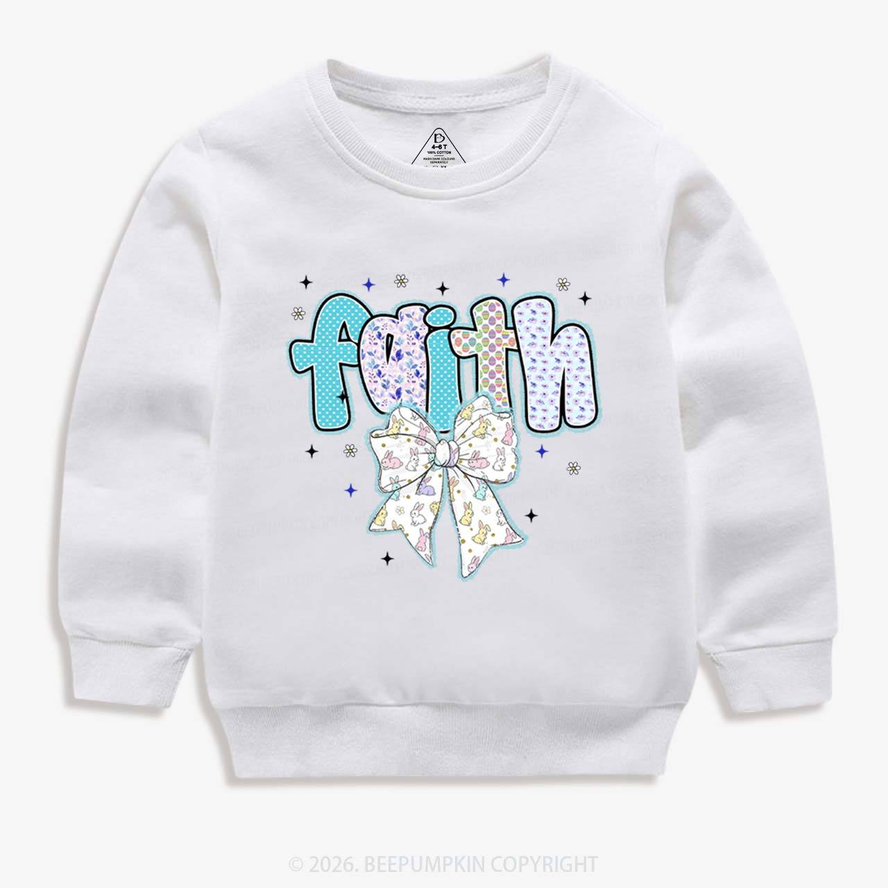 Blooming Faith Bunny Bow Kid's Sweatshirt