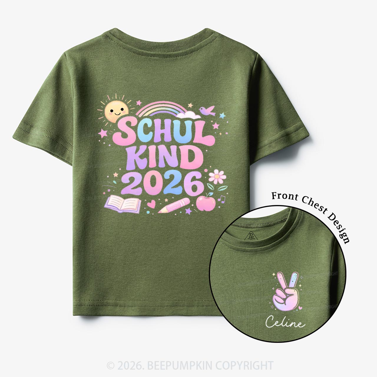 Personalized School Kid 2026 Peace & Sunshine Toddler&Kid's Shirts