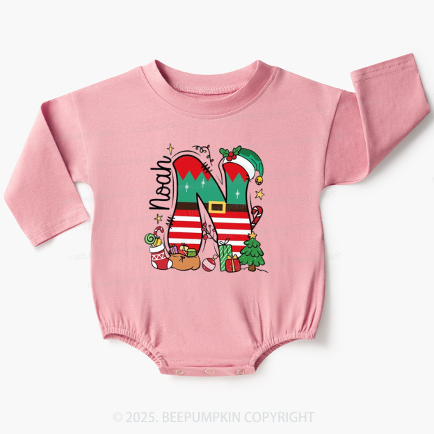 Personalized Alphabet Name Christmas Baby Bubble Romper Beepumpkin