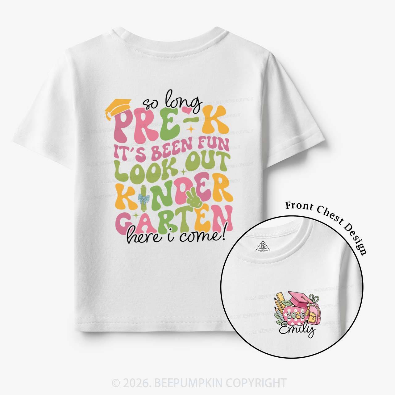 Personalized Name So Long Pre‑K Hello Kindergarten Toddler&Kid's Tees