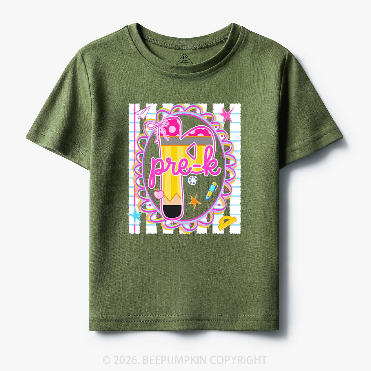 Personalized Pink Gingham Stripes Back To School Toddler&Kid's Tees