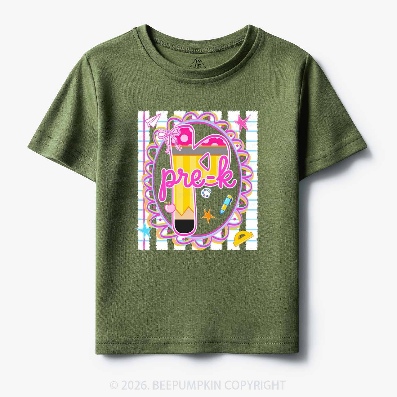 Personalized Pink Gingham Stripes Back To School Toddler&Kid's Tees