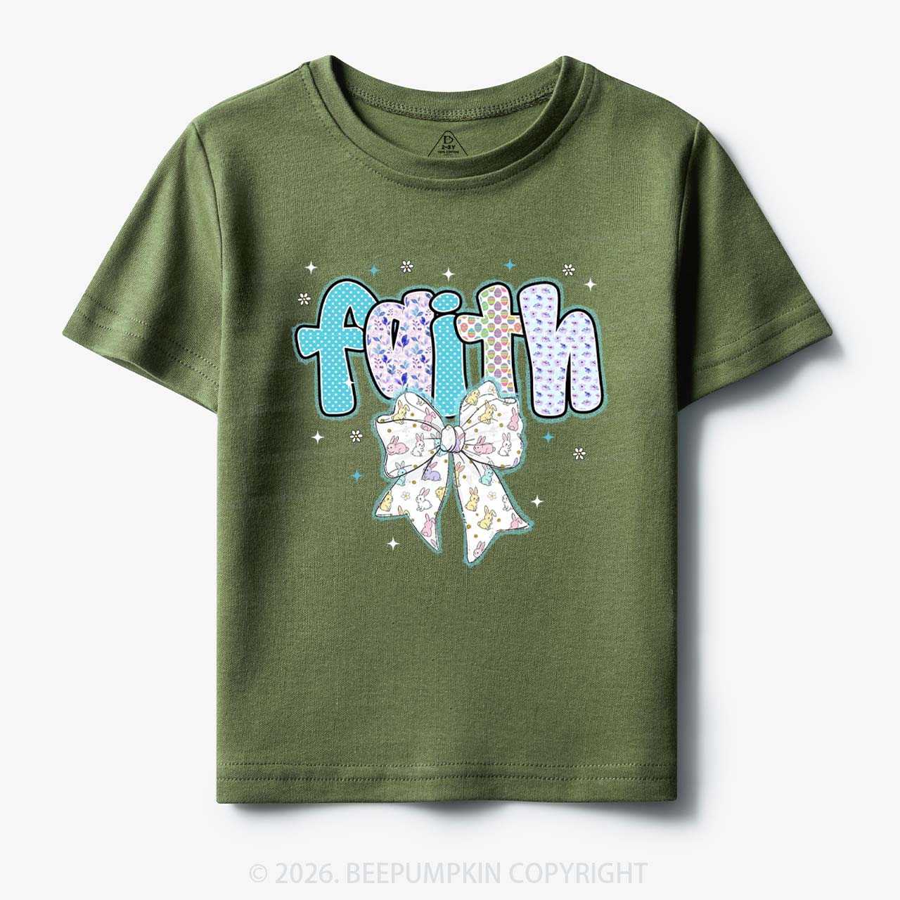 Blooming Faith Bunny Bow Toddler&Kid's Tees