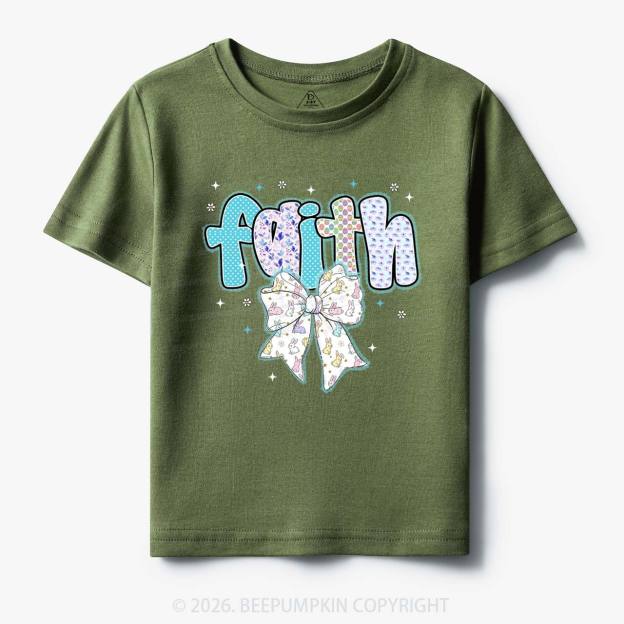Blooming Faith Bunny Bow Toddler&Kid's Tees