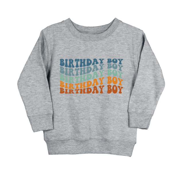 Wavy Letters Boys Birthday Kids Sweatshirt