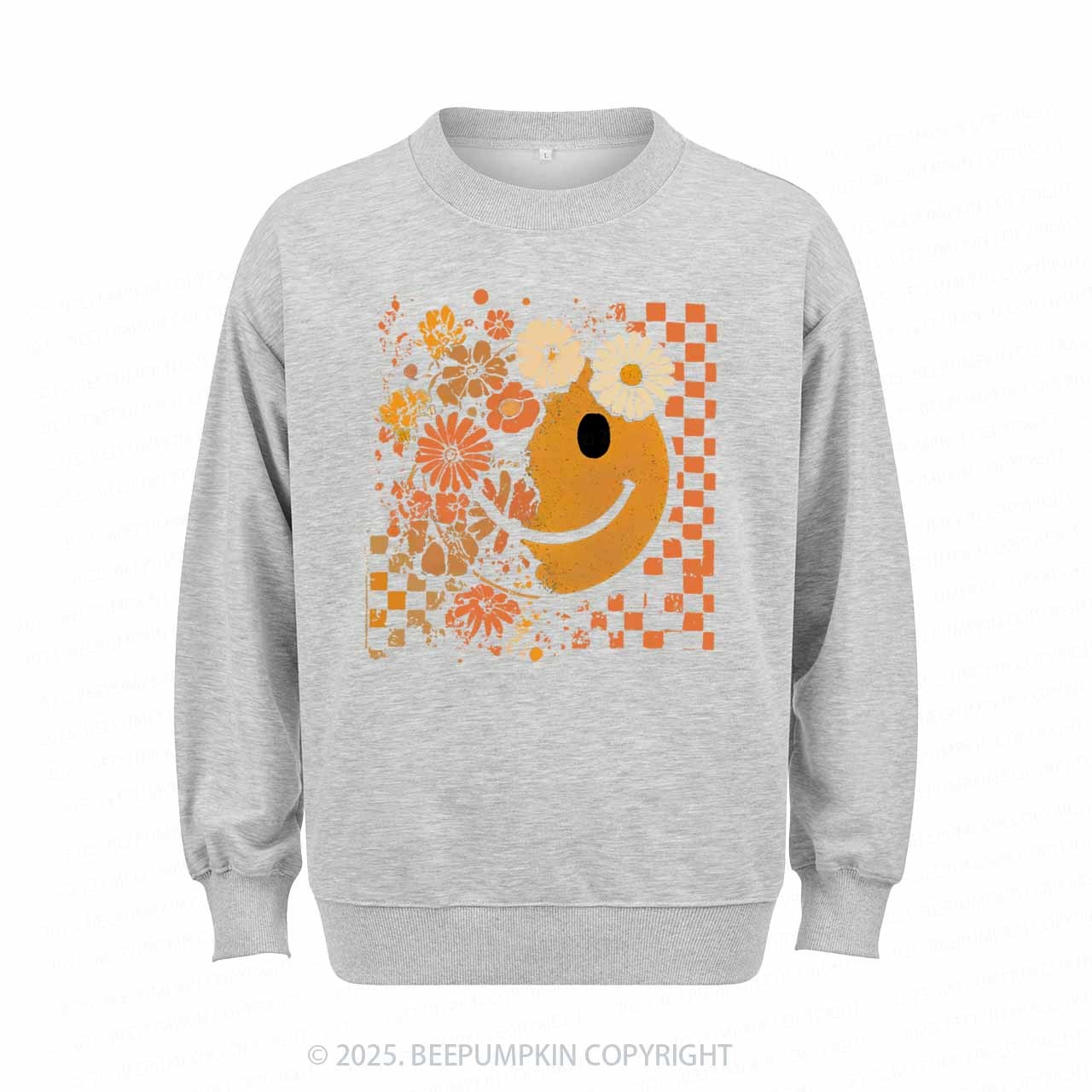 Floral Fall Smiley Face Sweatshirt Beepumpkin