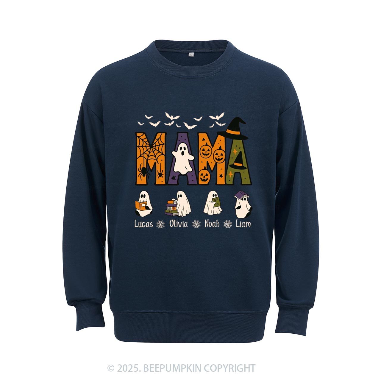 Personalized Mimi And Little Ghost Halloween Sweatshirt Beepumpkin