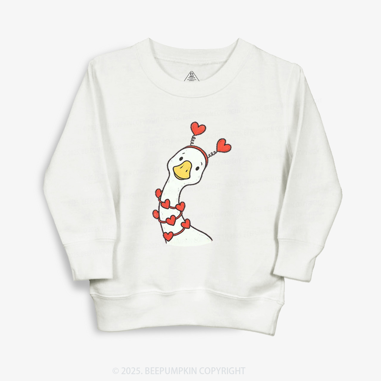 Pink Bow Preppy Goose Valentine Kid's Sweatshirt